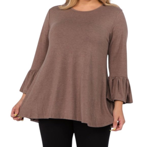 Yelete Tops - NWT Yelete Brown Bell Sleeve Pullover Tunic Top in XL, 2x or 3x Plus Si…